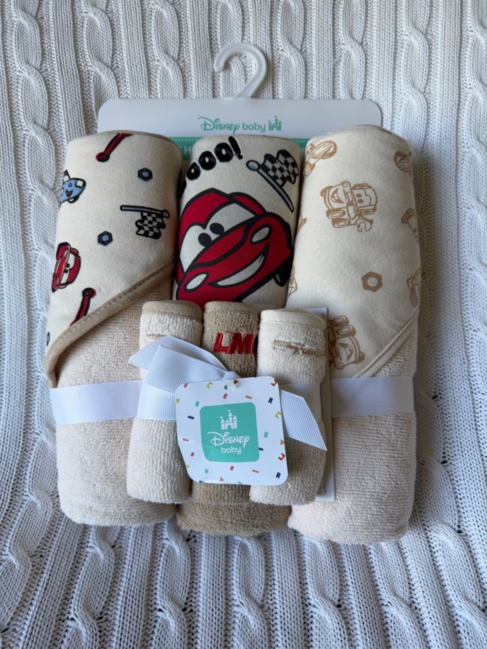 Disney Cars Hooded Towel Washcloth Baby Bundle NEW Shower Gift Newborn LMQ 95
